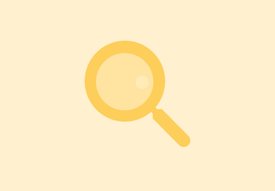 A yellow magnifying glass icon, on a pale yellow background