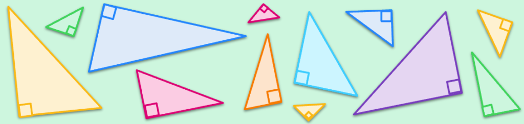 a graphic of colorful right triangles