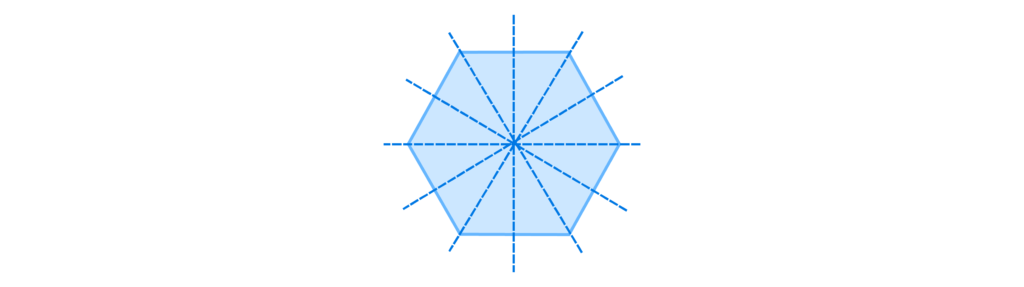 blue hexagon showing lines of symmetry