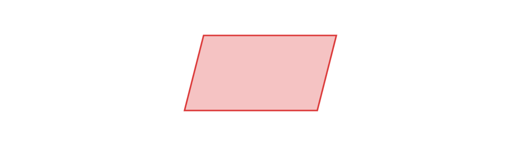 A red parallelogram leaning to the right, with a dark red border
