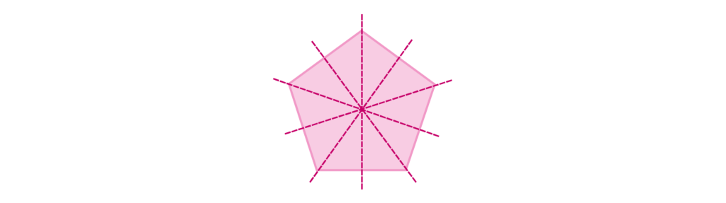 pink pentagon shape showing lines of symmetry