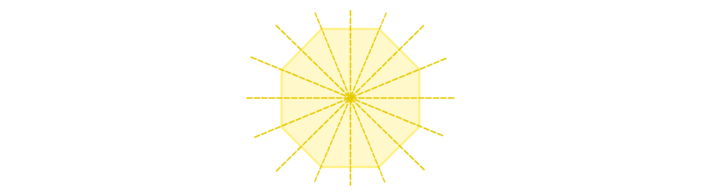 yellow octagon showing lines of symmetry