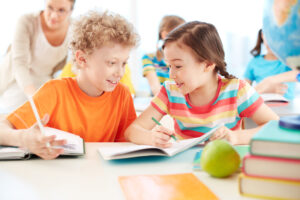 Boy and girl in a classroom