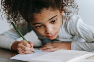 Girl studying math