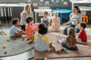 Teacher and students in a group setting