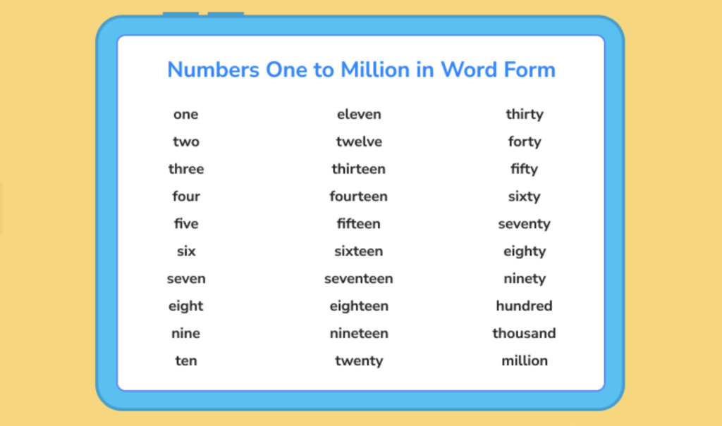 how to write numbers in words