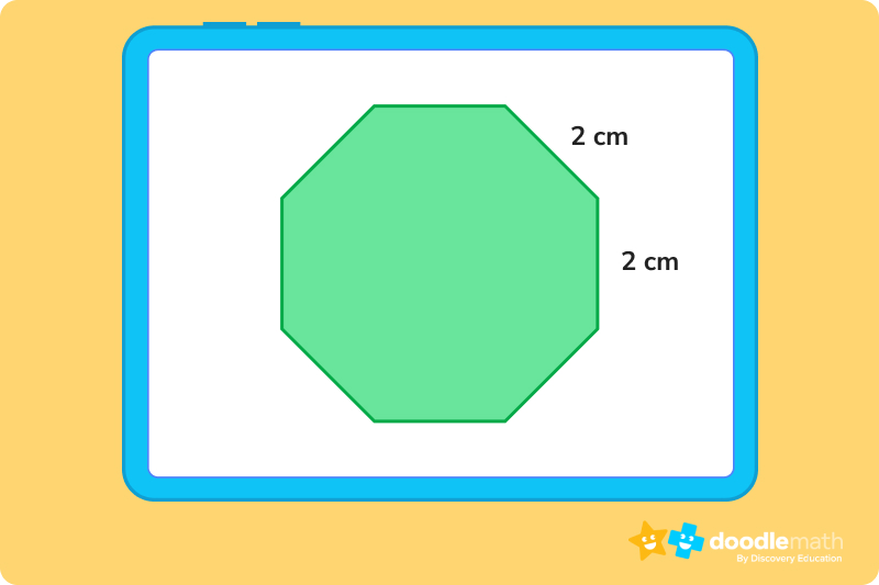 green octagon with 2cm sides