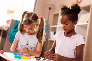 kids playing with playdough