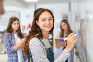 girl working on math problem